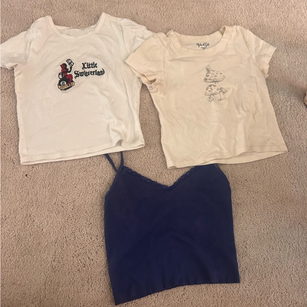 Cream and Blue Graphic Tees